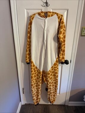 Giraffe Print Onesie Pajamas with Hood/ Halloween Costume